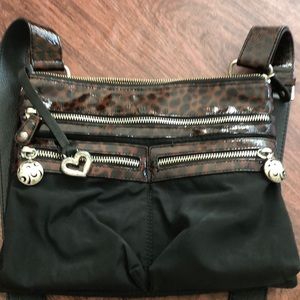 Brighton Nylon and Animal Print Patent Crossbody